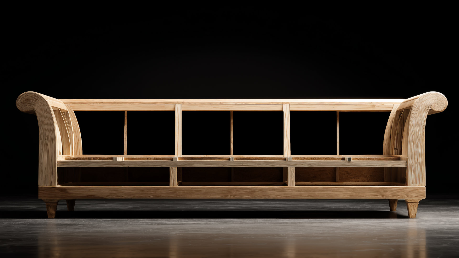 CAD model of a bespoke sofa frame and cushion structure